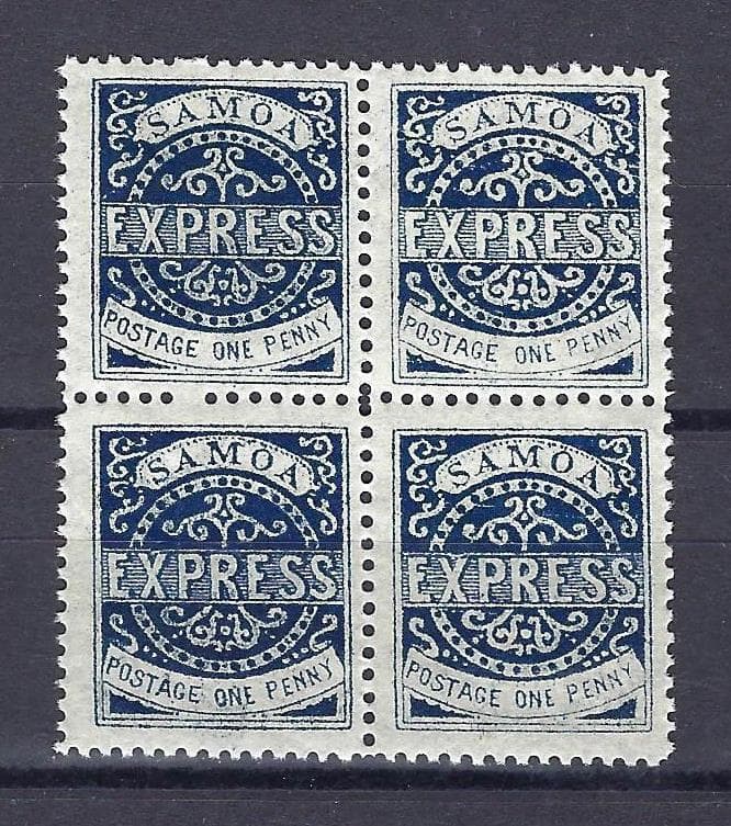 Samoa 1877 Sc# 1 Express REPRINT block 4 MNH
