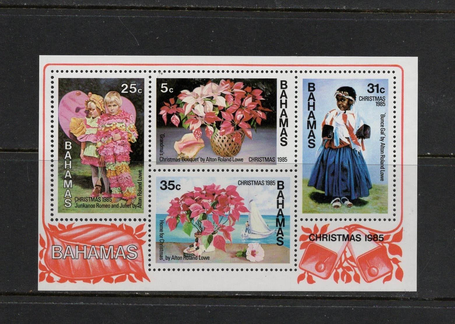 S6392 Bahamas 1985 Christmas, flowers SHEET MNH