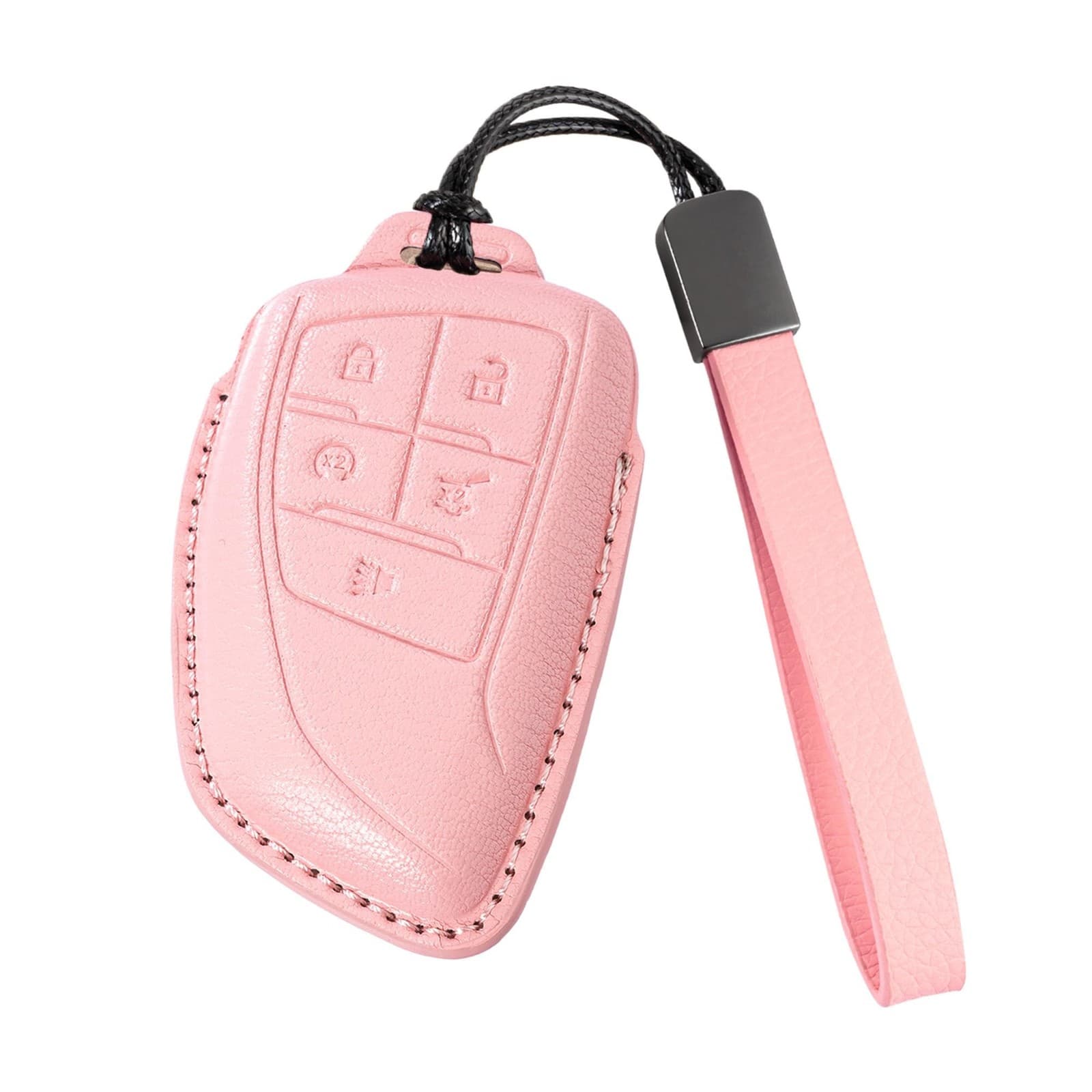 Leather Key Fob Cover with Keychain for Chevy Silverado 1500 GMC Sierra 1500 ...