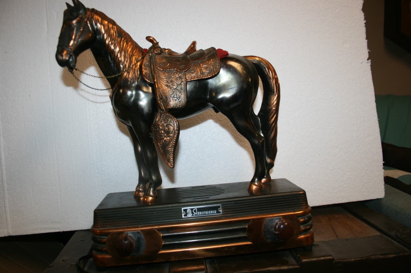 Abbotwares Standing Horse and Saddle Radio Bronze & Copper Vintage 1940's Z477