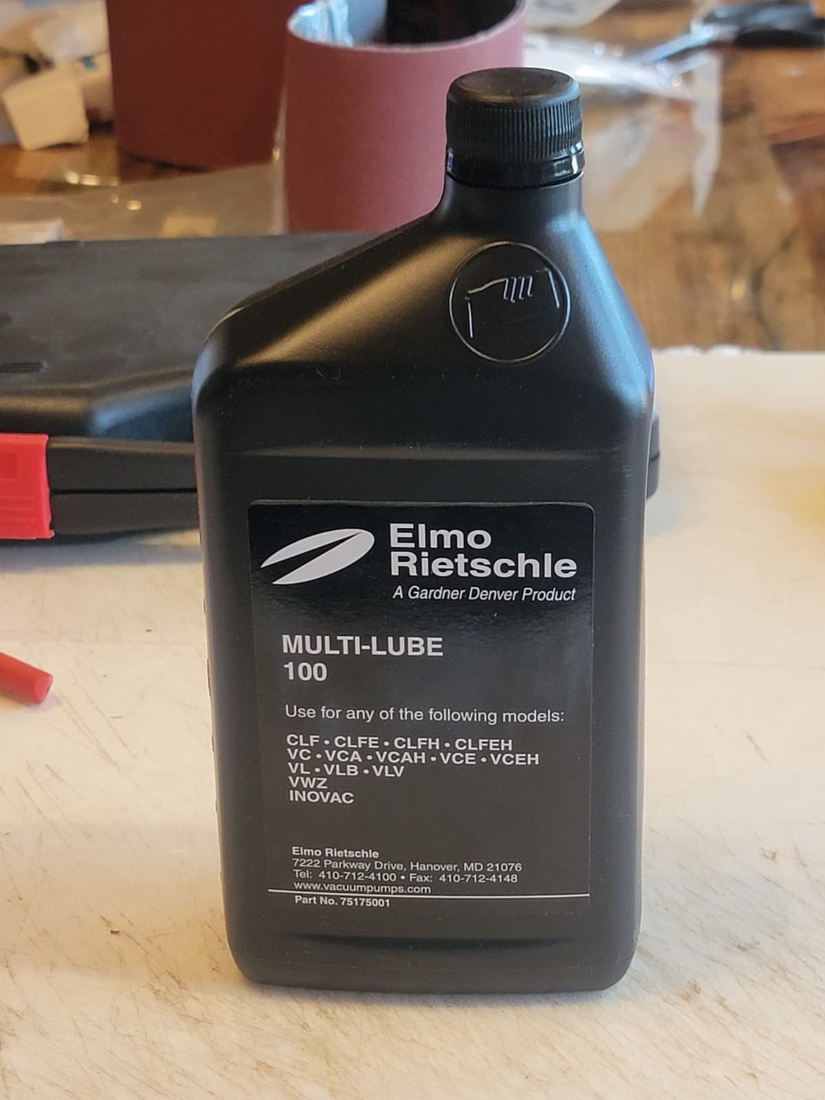 Elmo Rietschle 75175001 Vacuum Pump Oil,Mineral,1 Qt,100 Grade