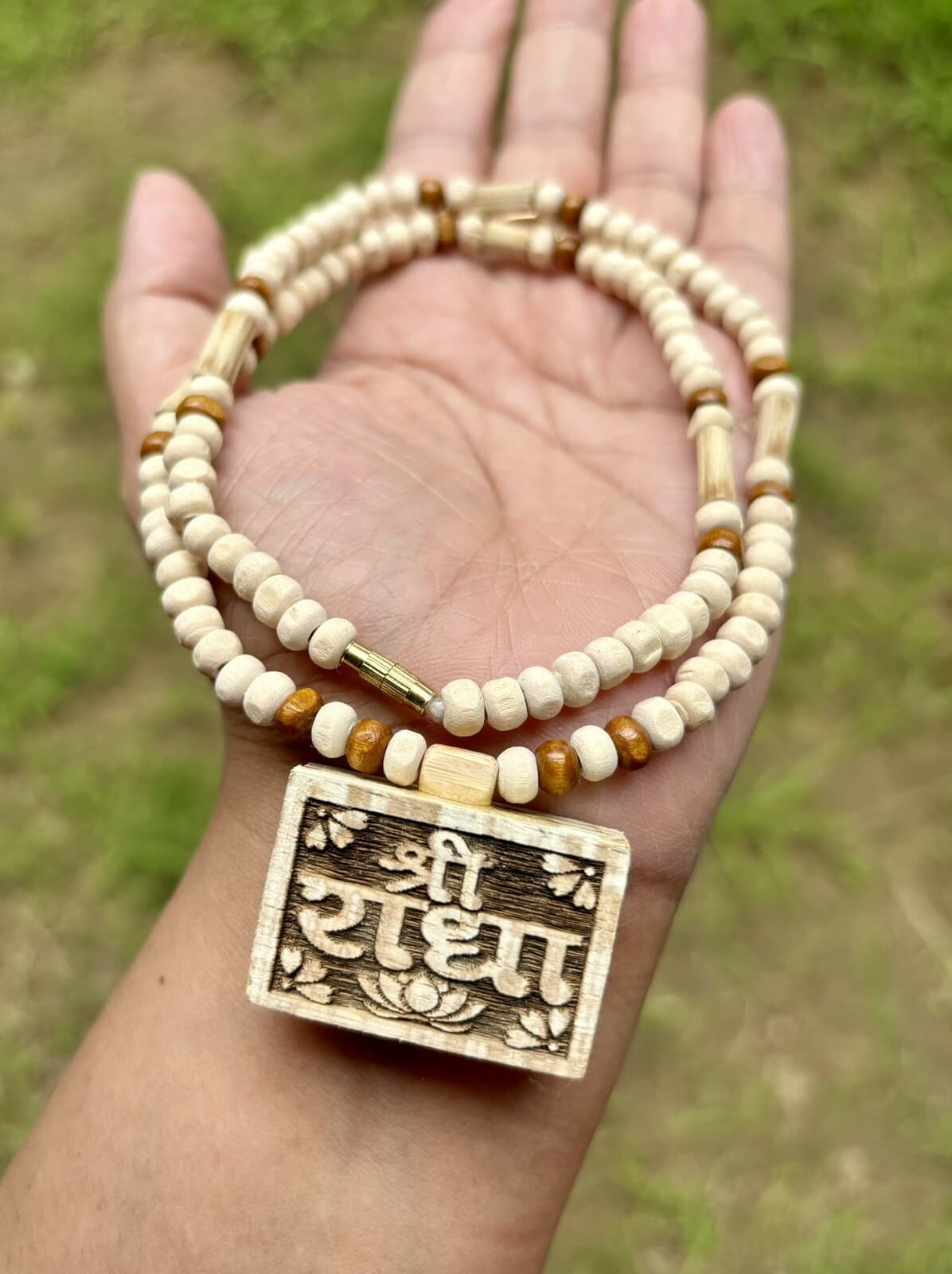 20 " Carved Radha Pendant TULSI TULASI VAISHNAV ISKCON Mala Kanthi Yoga Prayer