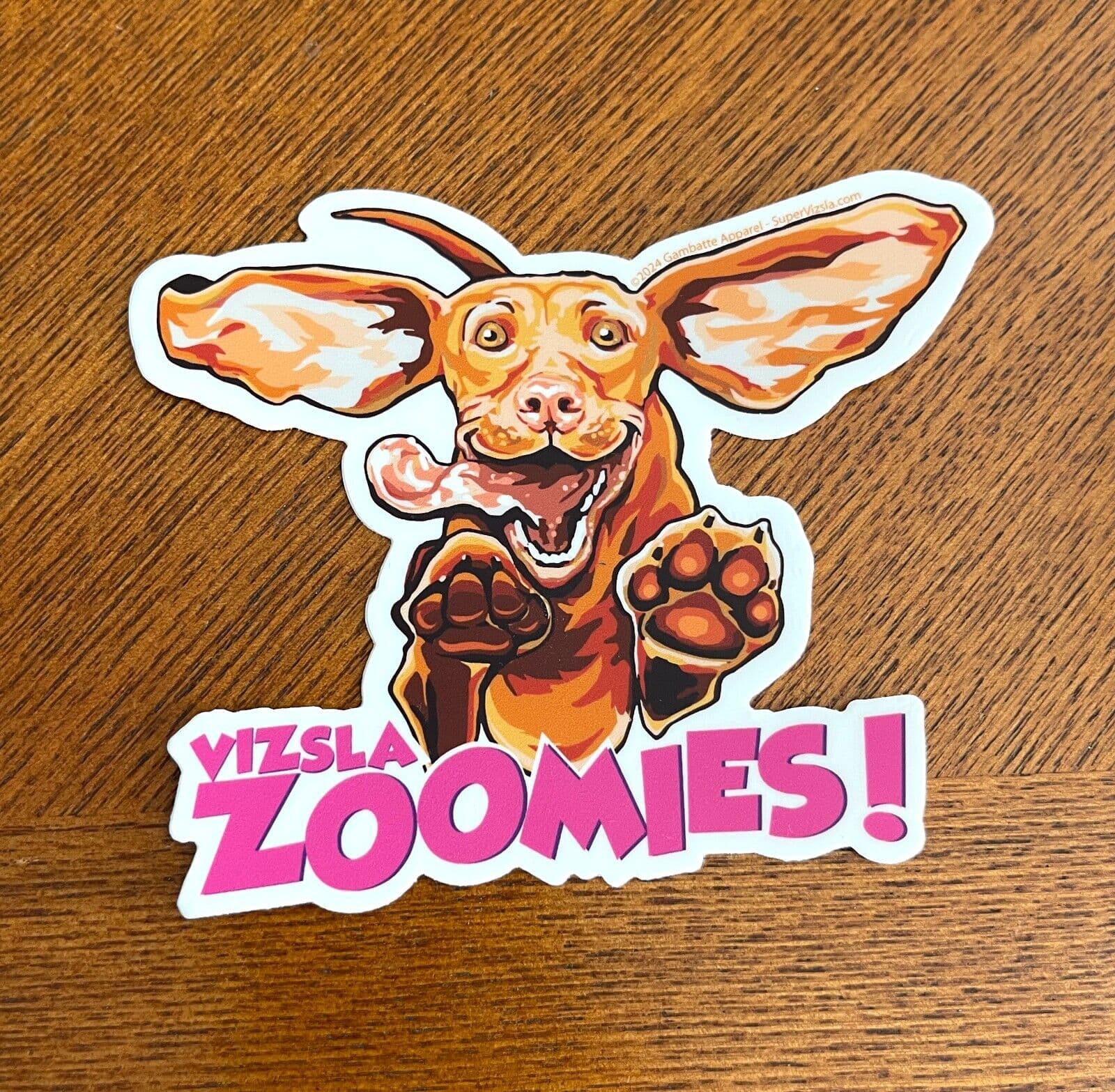 Happy jumping Hungarian Vizsla Zoomies puppy dog sticker pack cartoon decal 4.5"