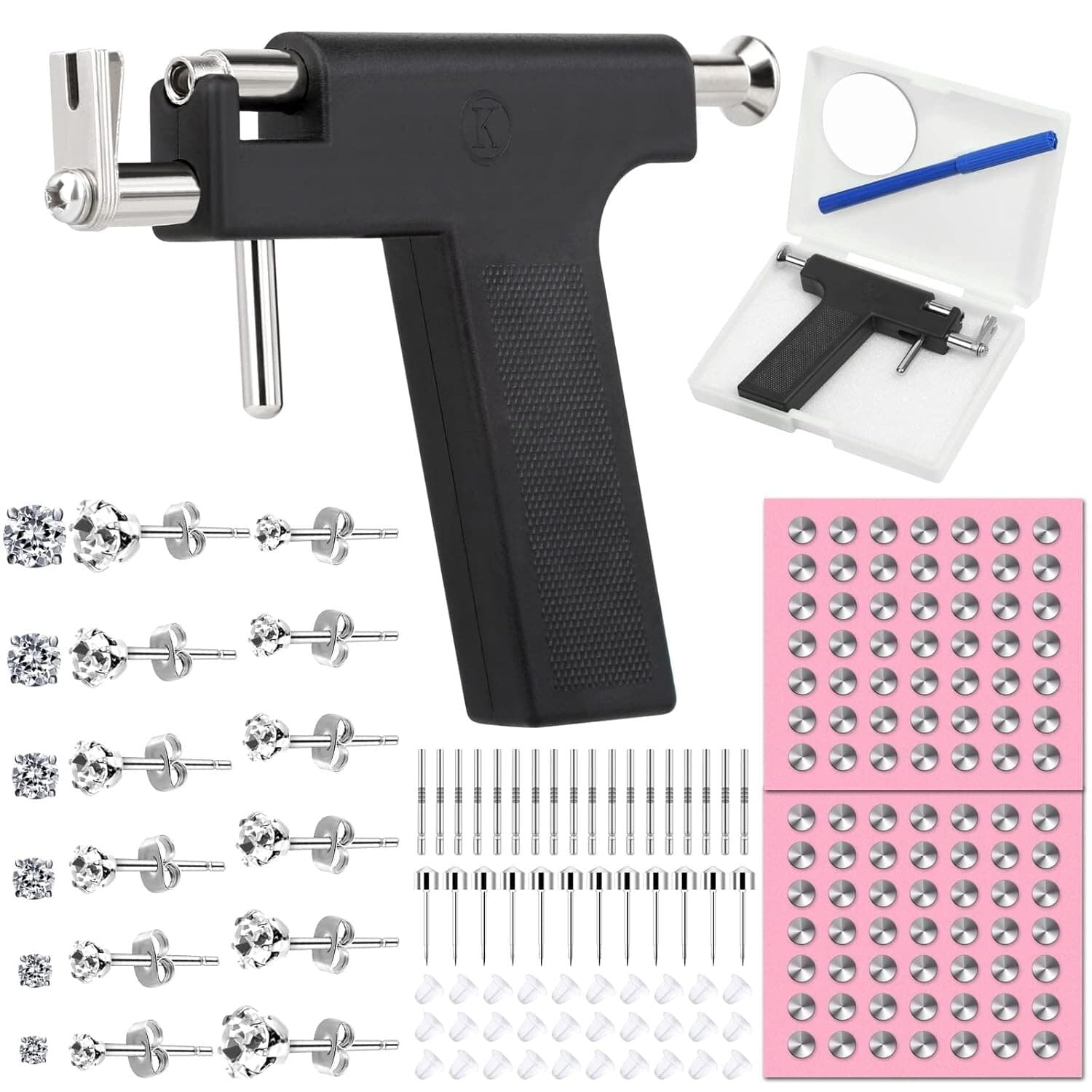 Professional Ear Piercing Gun Kit, Reusable with Stainless Steel Piercing Studs