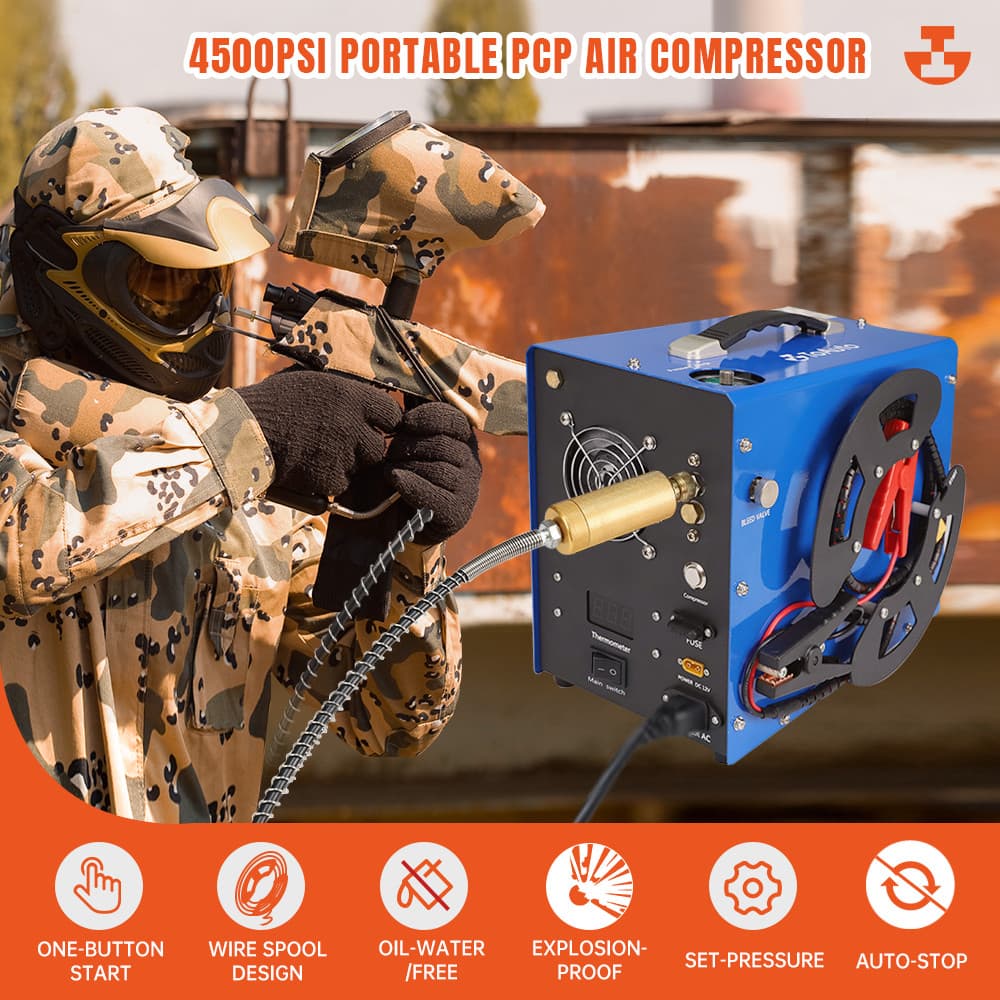 30MPA High Pressure Pump Airgun Rifle PCP Air Compressor 4500PSI Auto Stop 110V