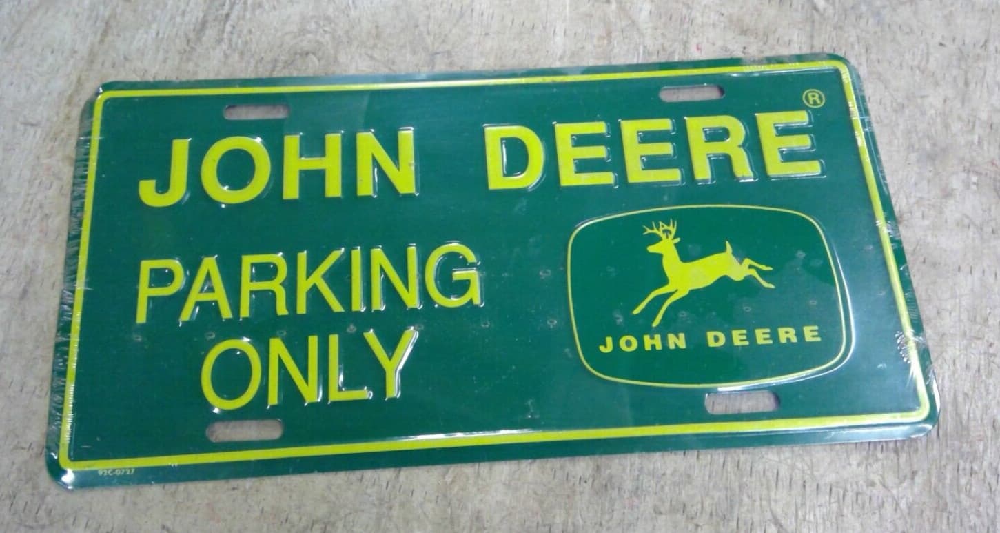 Vintage John Deere Parking Only License Plate, Licensed Product -SEALED -UNUSED