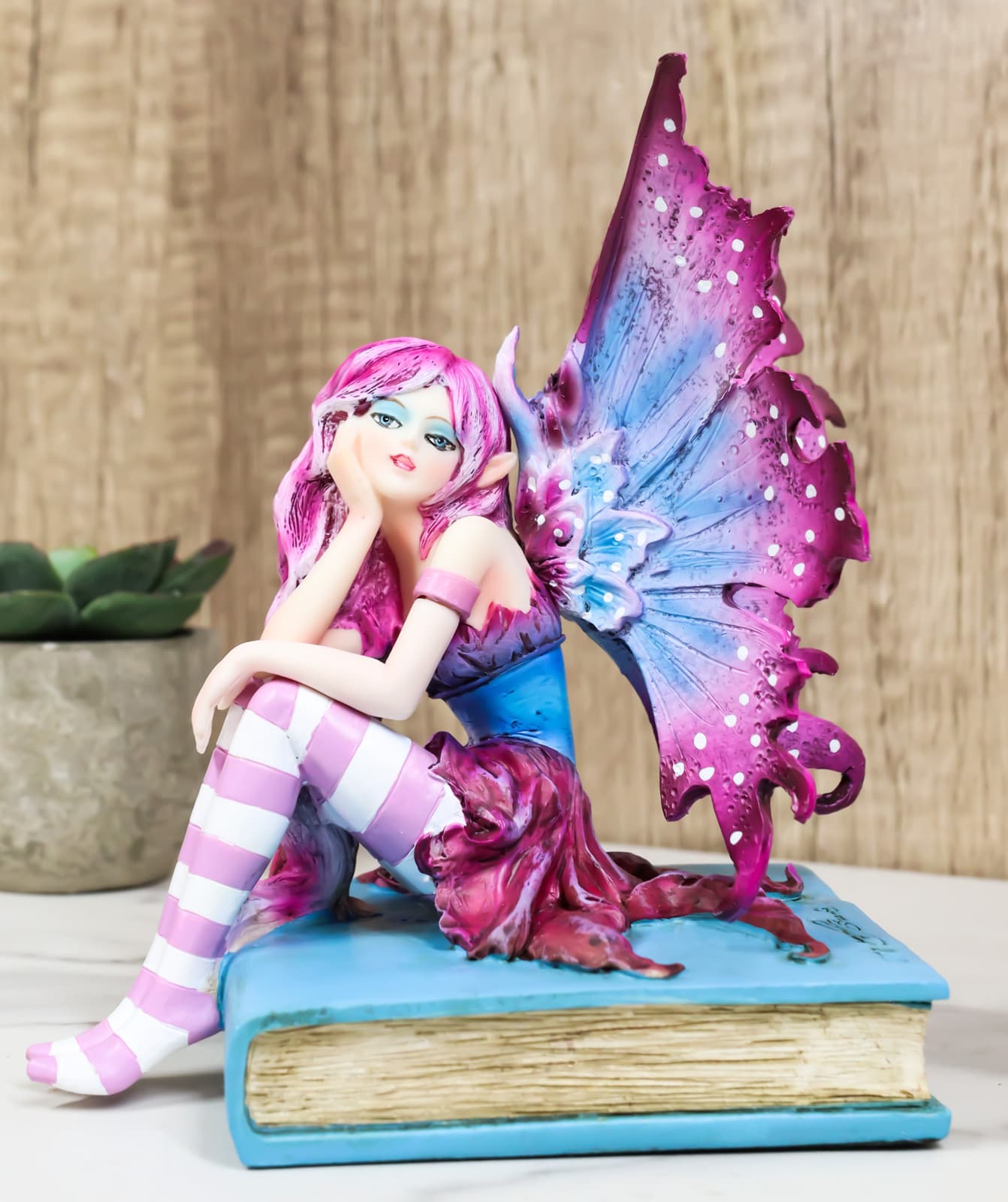 Amy Brown Missing You Magenta Book Fairy Garden Figurine Fantasy Faery Statue