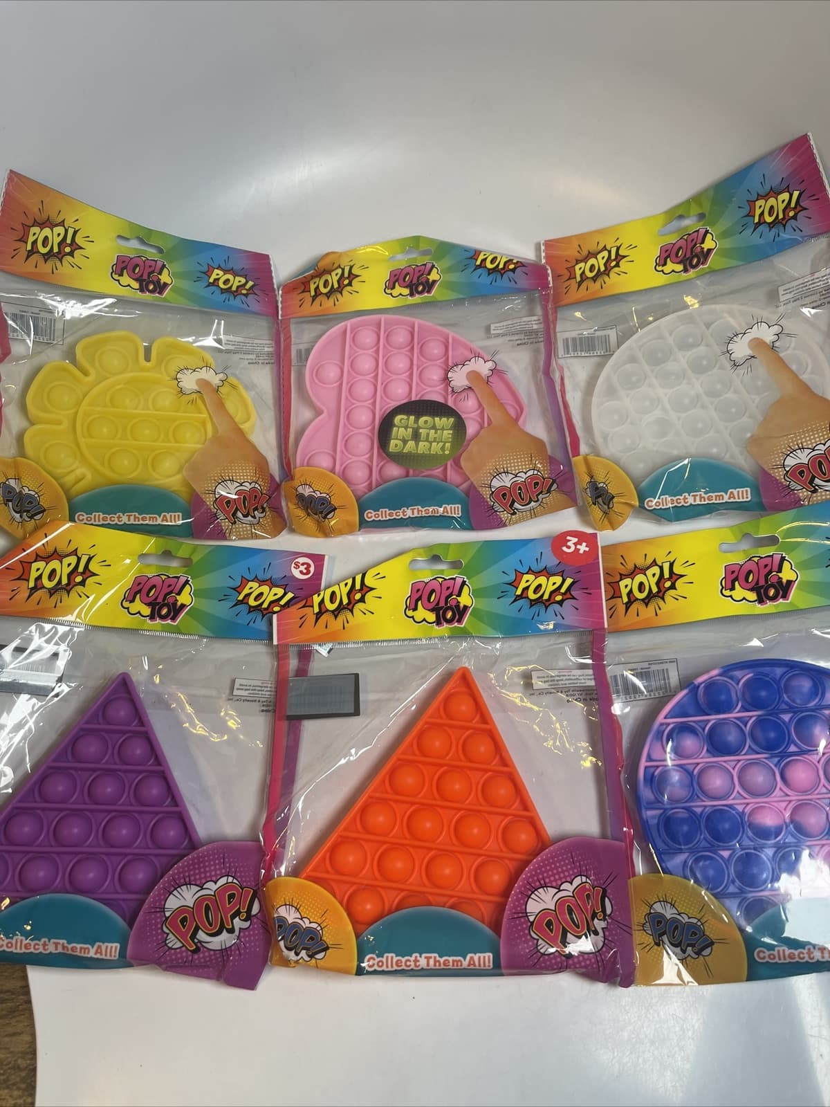 Push POP TOY! PACK OF 6 Fidget BRAND NEW Sealed Glow In The Dark Therapy Calming