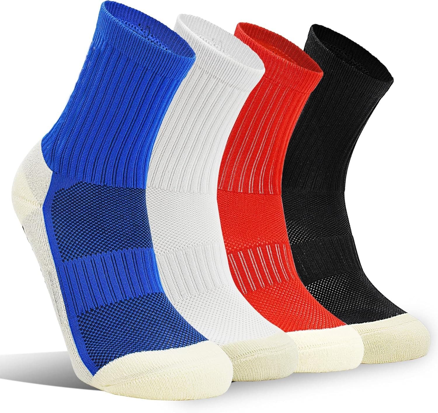 SkiBeaut Kids Soccer Grip Athletic 8-12 Years, #3 Multicolored- 4 Pairs