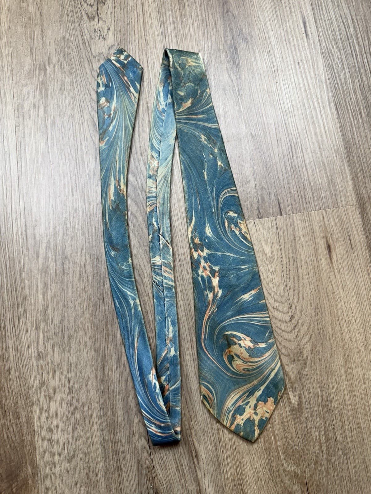 Rare 1930s Charles of Atlantic City Swing Tie Art Deco Marble Pattern Vintage