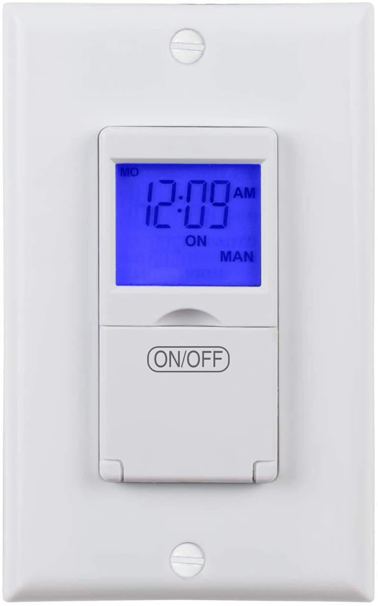 BN-LINK 7 Day Programmable In-Wall Timer Switch Digital with Blue Light, 3 way