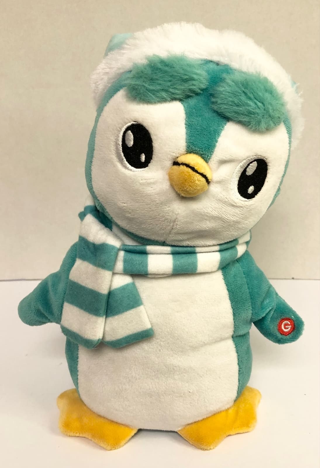 Gemmy Singing Animated PENGUIN 10" Plush Light Up Moving Eyebrows Christmas Toy