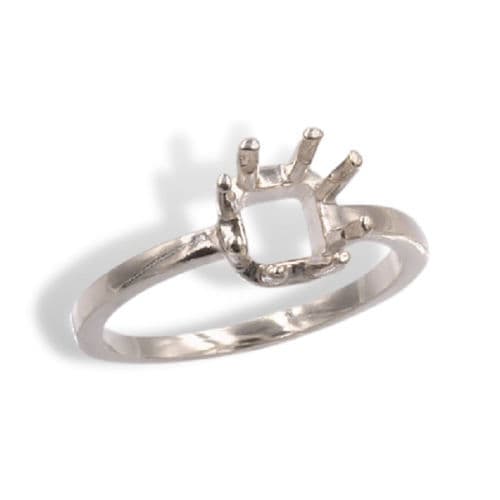 Sterling (5mm - 12mm) Square 8-Prong Ring Mounting (Ring Size 4-11)