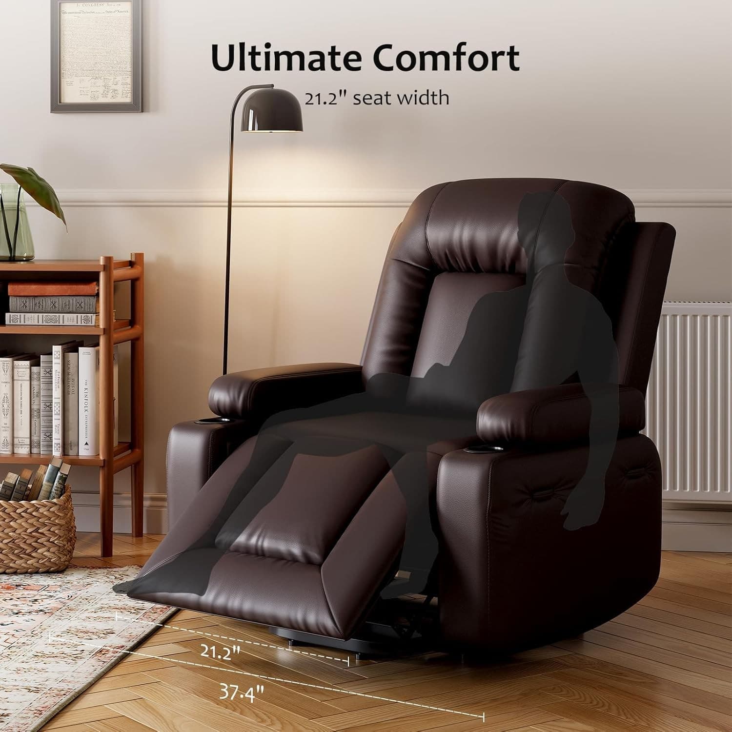 22" Power Lift Recliner Chair,Massage,Heat, Adjustable Reclining Chair,Ergonomic