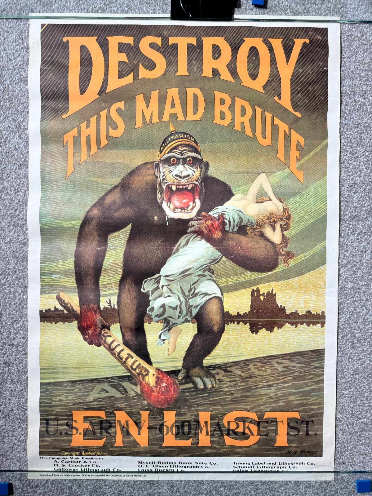 'Destroy This Made Brute!' WW1 reproduction poster by Imperial War Museum