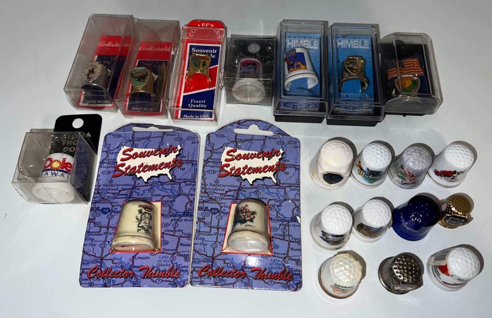Vintage Lot Of 21 Thimble State Souvenir And More Collection