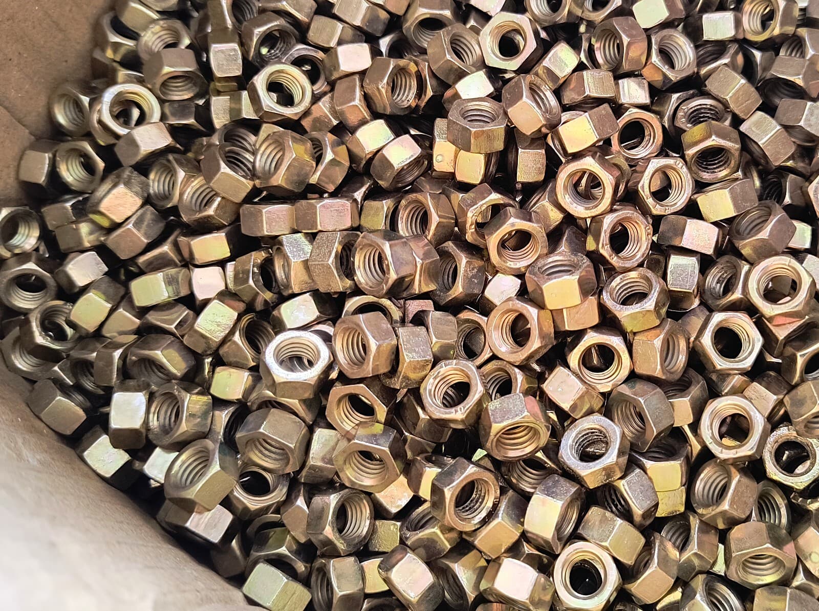 1x Hexagon Nut M8 SW12 Yellow Zinc Plated, Reduced Key Width 12, NOS