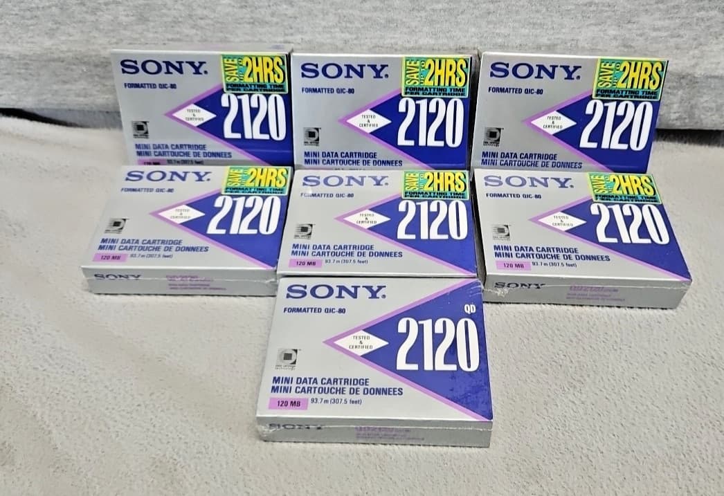 Lot Of 7 Sony 2120 Mini Data Cartridge Blank Media New (4s6)
