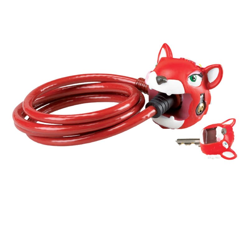 child kids bike cable lock 2 keys red cat face