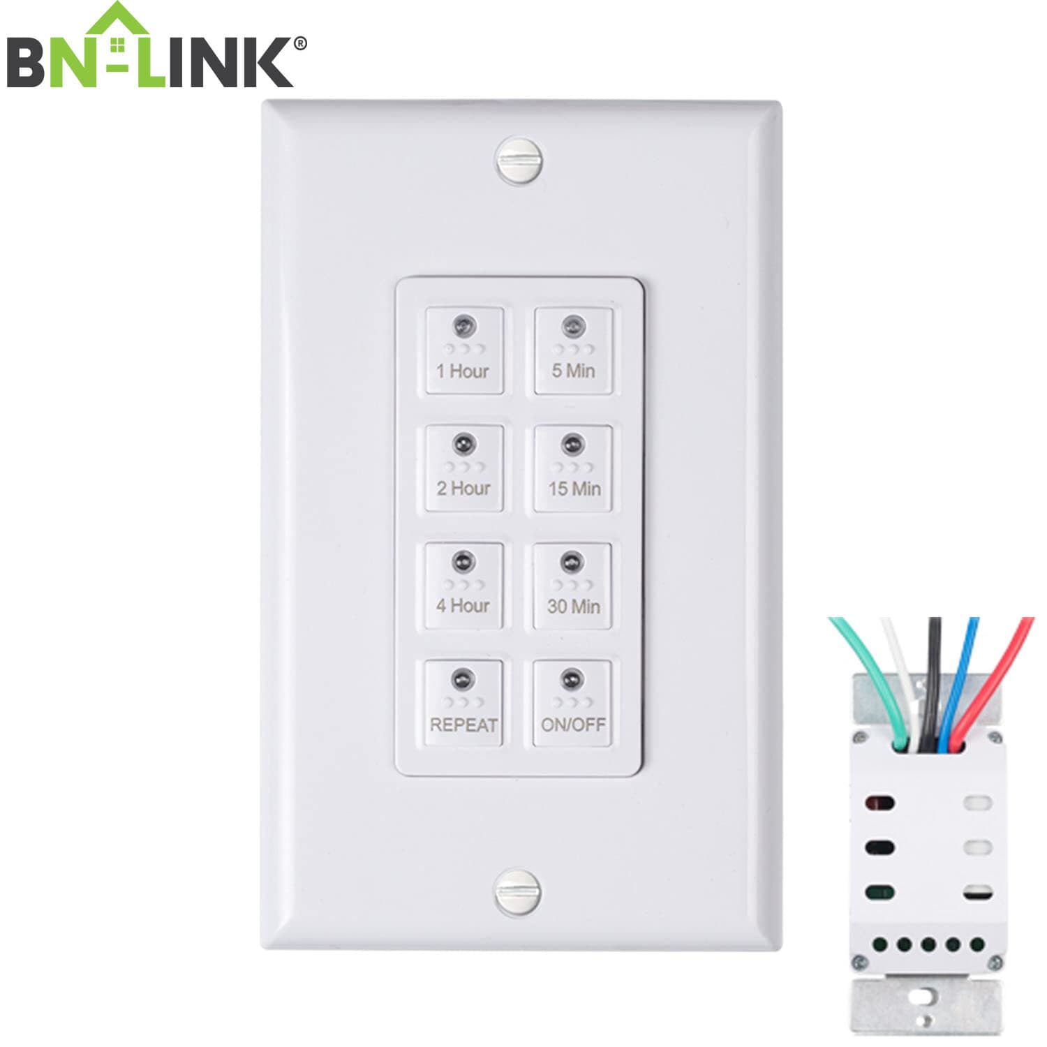 BN-LINK Countdown Digital In-wall Timer Switch 5-15-30-60 mins 2 4 hours For Fan