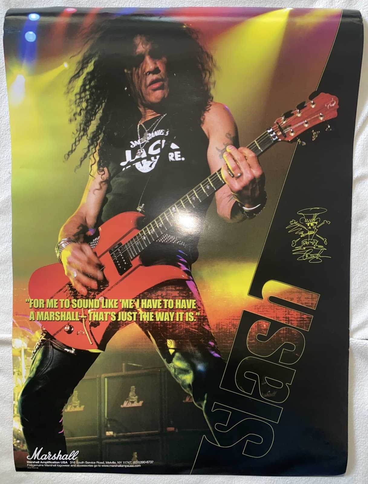 Slash GnR Guns N Roses Guitarist Poster Marshall Amps 23.5”x16.75” Metal Legend