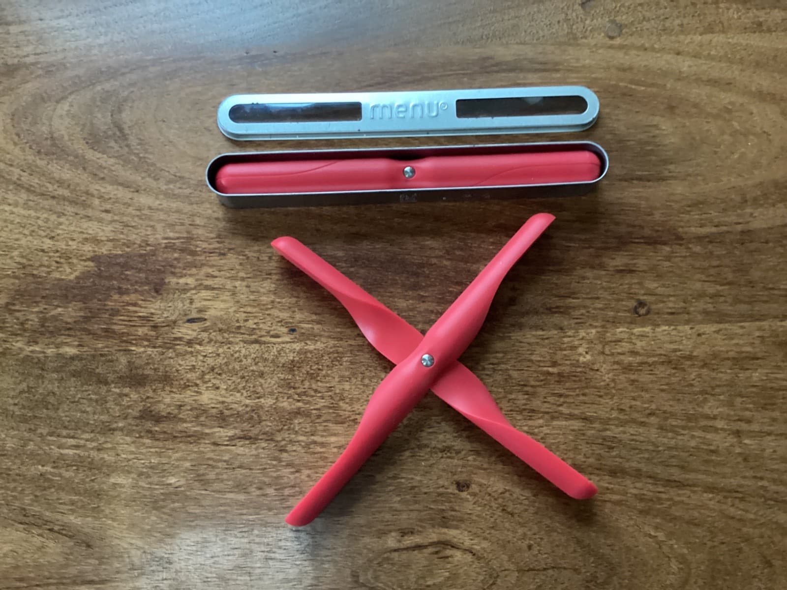 Set of 2 Red Menu Silicone Propeller Trivets by Jakob Wagner Danish Design