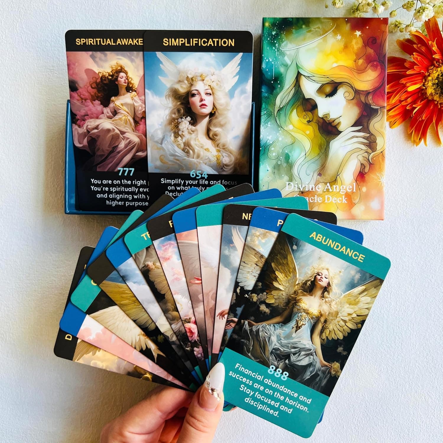 Angel Numbers Oracle Cards, Oracle Cards for Beginners, Enhance Your Spiritual J