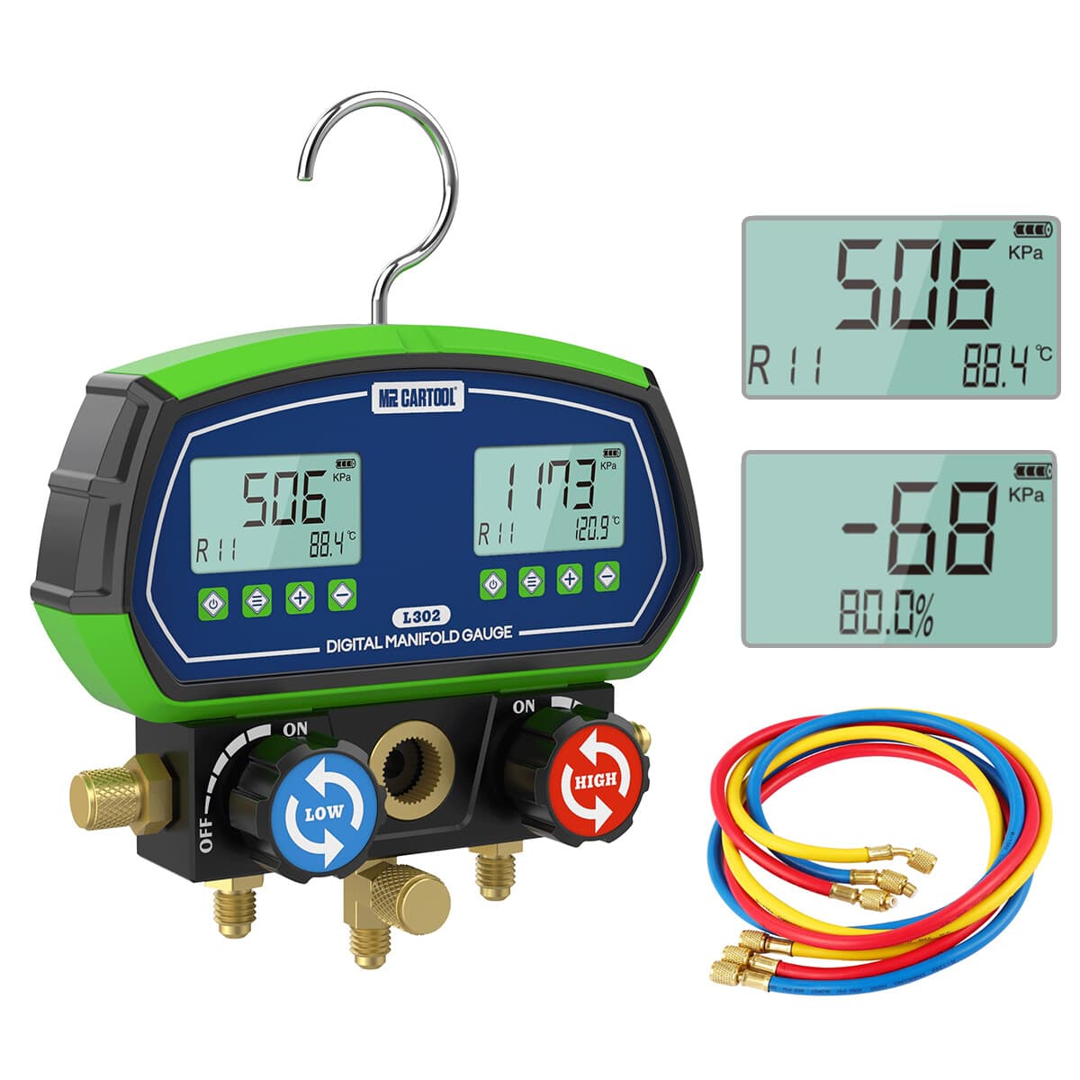 Refrigeration Digital Manifold Gauge Set for HVAC Air Conditioning with Hoses