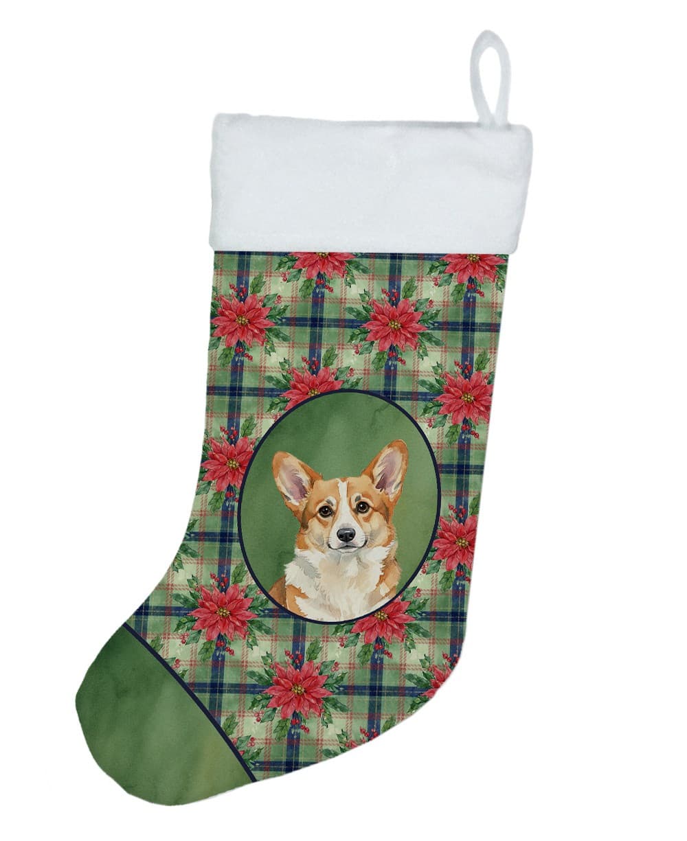 Corgi Christmas Poinsettas Christmas Stocking WDK8753CS