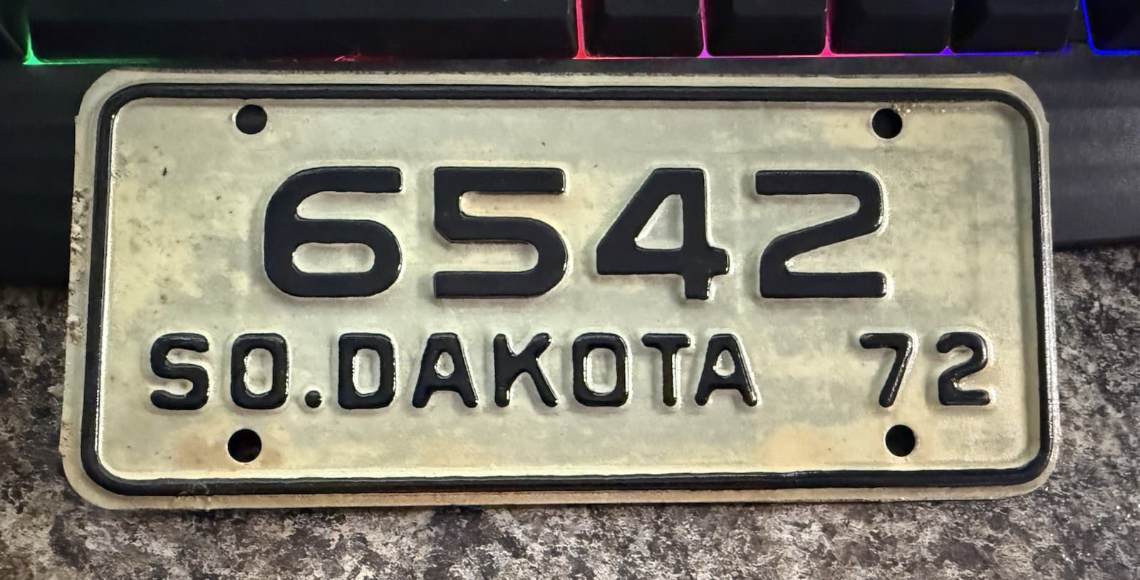 1972 South Dakota 4 Digit motorcycle license plate - 6542