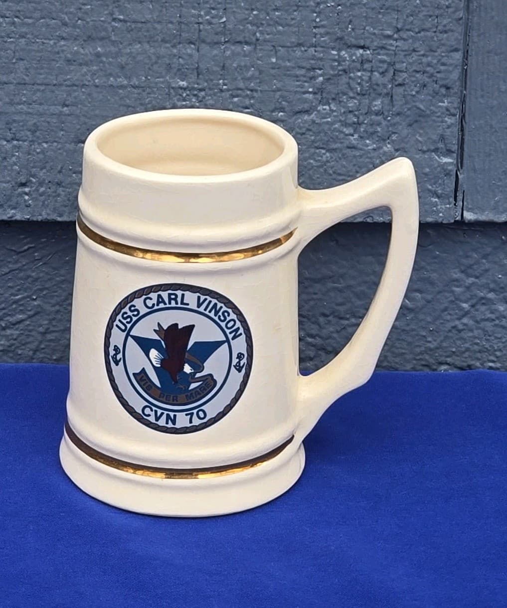 USS Carl Vinson CVN-70 Ceramic Beer Stein Mug United States Navy Military