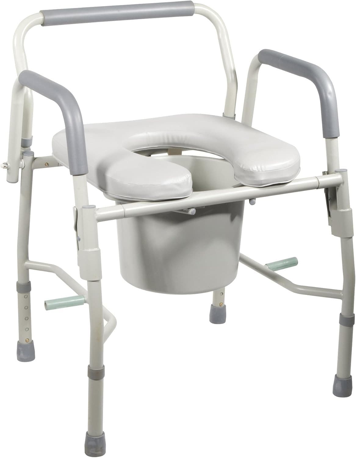 NEW! Drive 11125PSKD-1 Deluxe Steel Drop Arm Bedside Commode Toilet Padded Arms