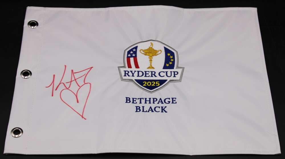 Kathryn Newton Signed 2025 Ryder Cup Golf Flag Autograph D13229