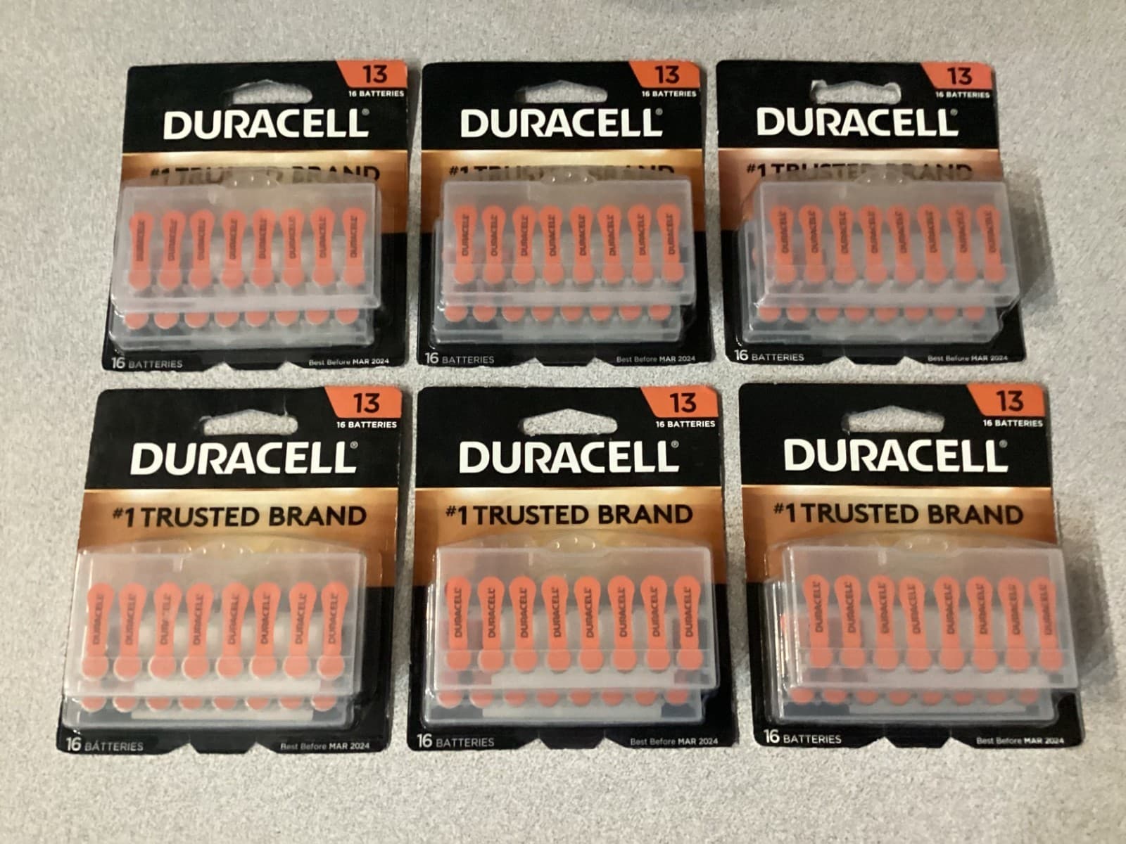 Lot of 6 packs of Duracell Hearing Aid Batteries Size 13 Expired 2024 Value Pack