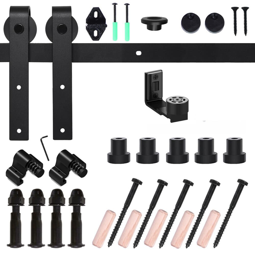 5FT-14FT Sliding Barn Door Hardware Closet Track Kit for Single Door Black