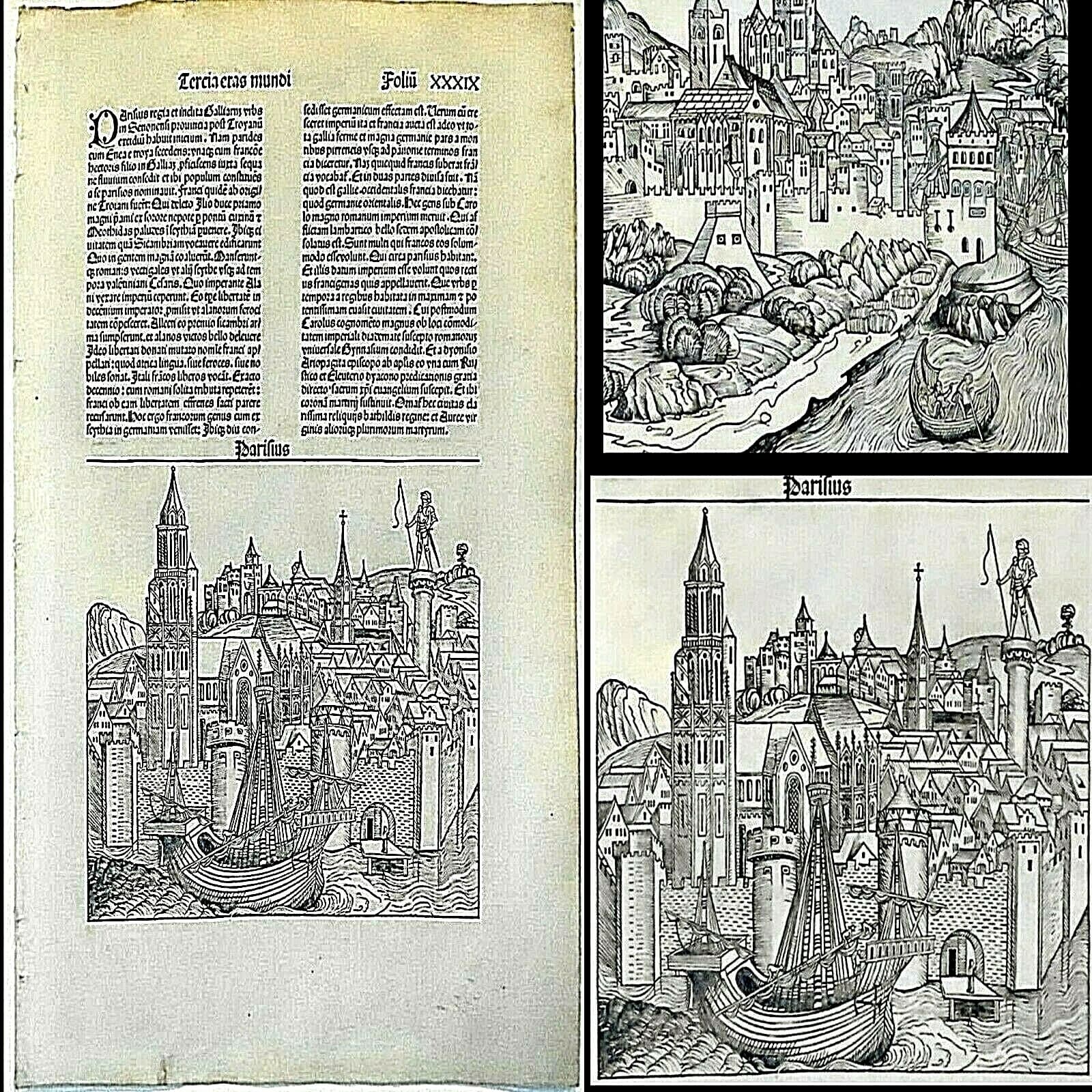 1493 NUREMBERG CHRONICLE PARIS LEAF HARTMANN SCHEDEL 1ST EDITION INCUNABLE BOAT