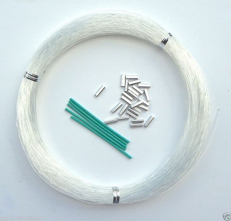 Monofilament Leader Kit 100 Yards Clear with 25 Crimps 5 loop protectors