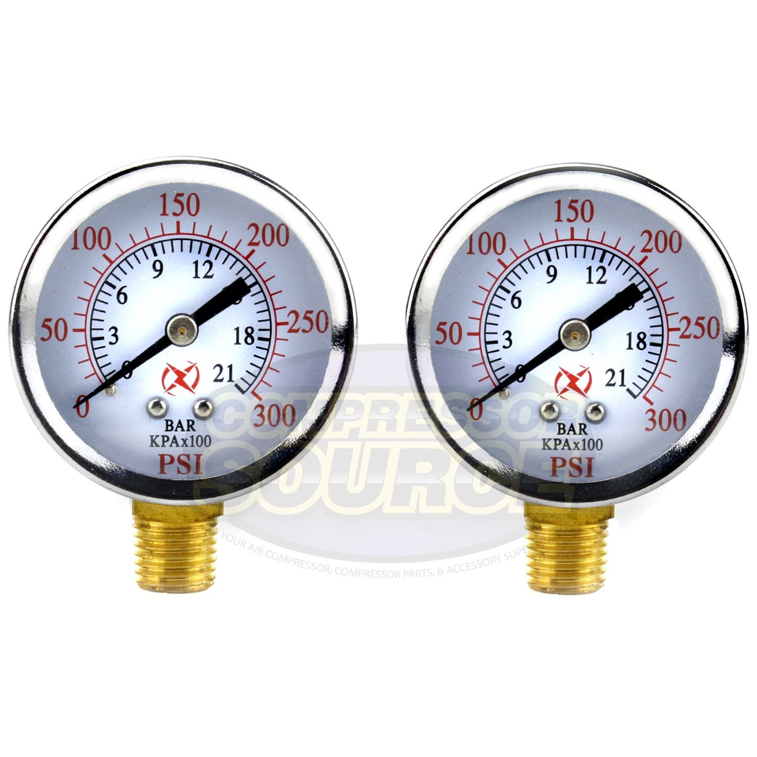 2 Air Compressor Pressure Hydraulic Gauge 2" Face side Mount 1/4" NPT 0-300 PSI