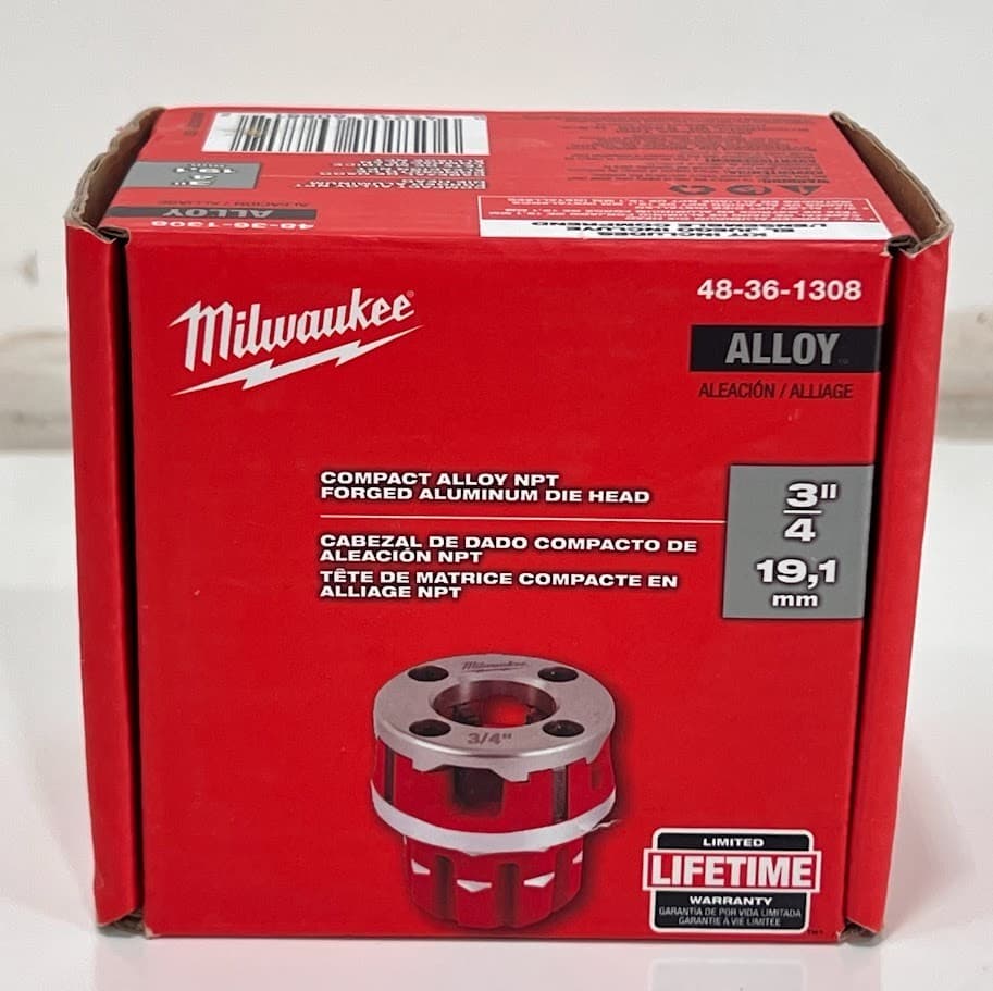 Milwaukee 48-36-1308 3/4" Compact ALLOY NPT Forged Aluminum Die Head