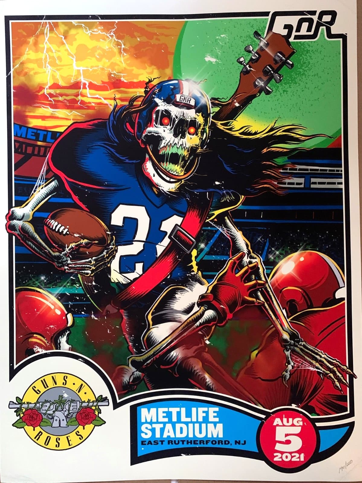 GUNS N ROSES POSTER NY GIANTS METLIFE 2021 GNR NJ LMTD #190/250 NFL AXL SLASH