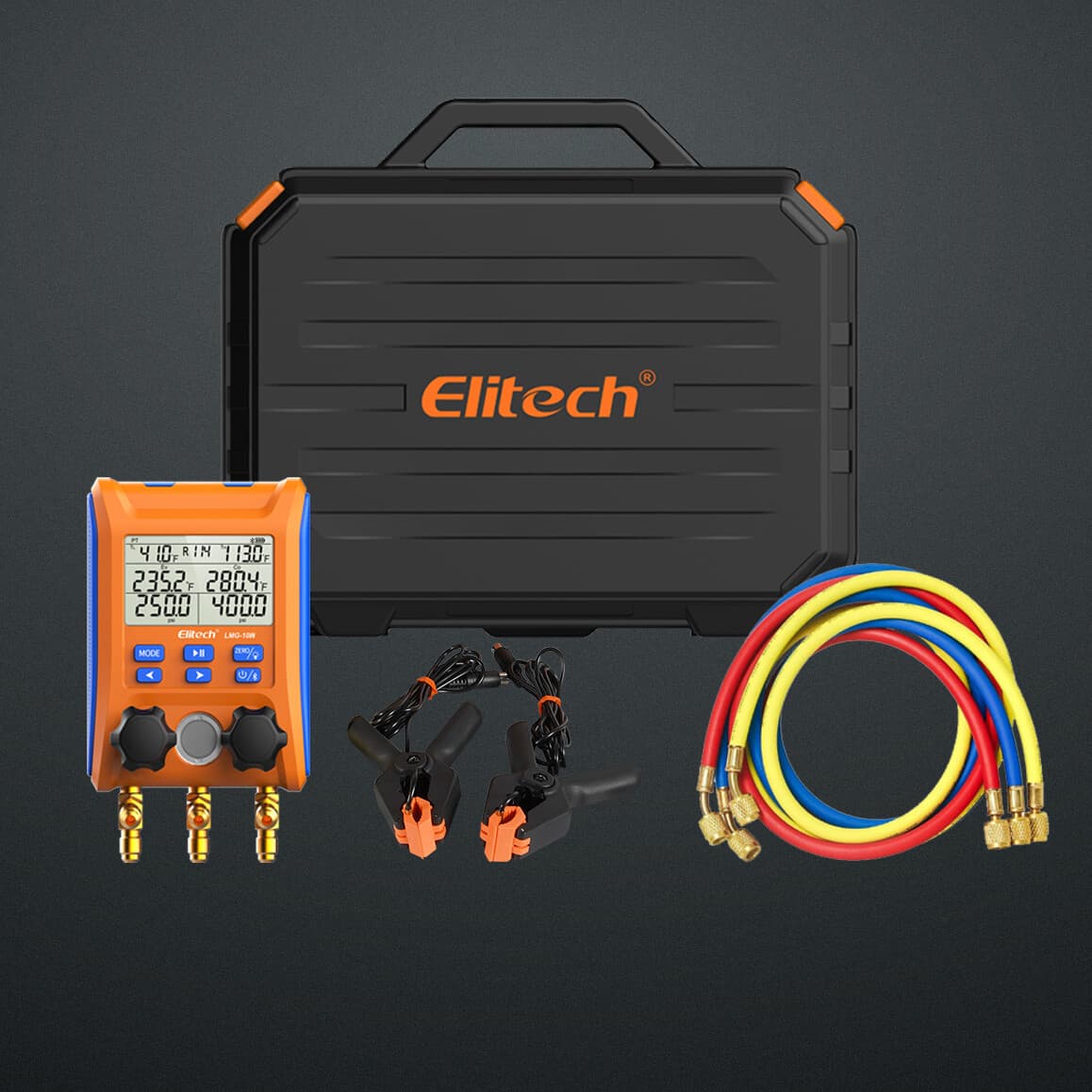 Elitech Wireless Digital HVAC Manifold Gauge APP Control LMG-10W w/Hoses Tempera