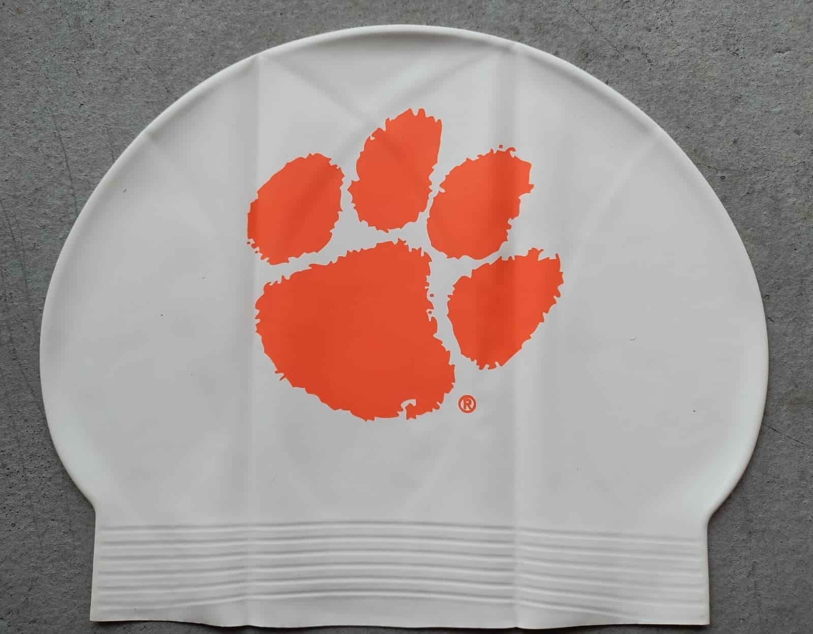 CLEMSON TIGERS PAW UNISEX ADULT SOFT LATEX SWIM CAP TRAINING & FITNESS SWIMMING