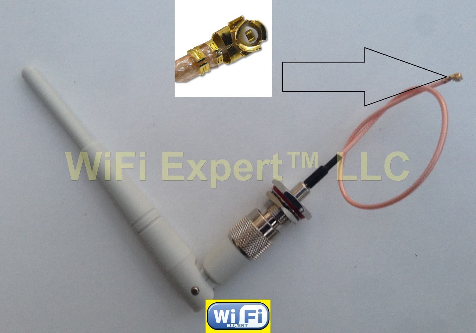 1 White Dual Band WiFi 5dBi Antenna TNC 2.4Ghz 5Ghz with 8" U.Fl IPX Cable RG178