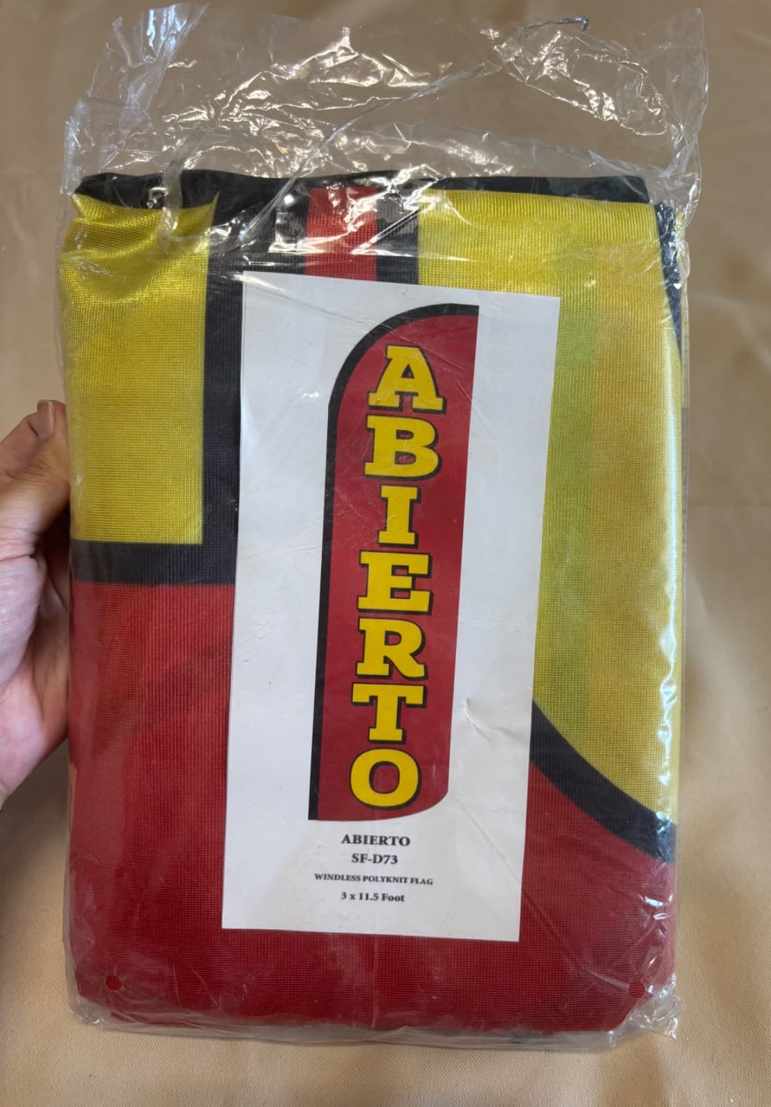 ABIERTO Open Windless Business Flag 3x11.5' Feather Banner Sign - (Open Box)