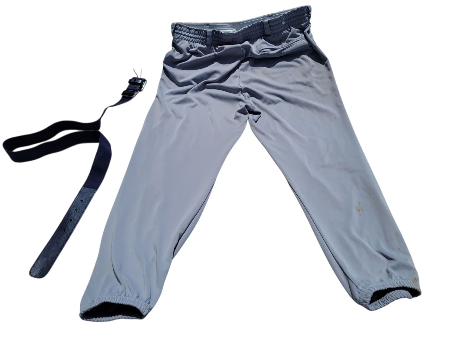 Softball Pants A4 Unisex Adult XL Gray and Bonus Elastic Blue Belt
