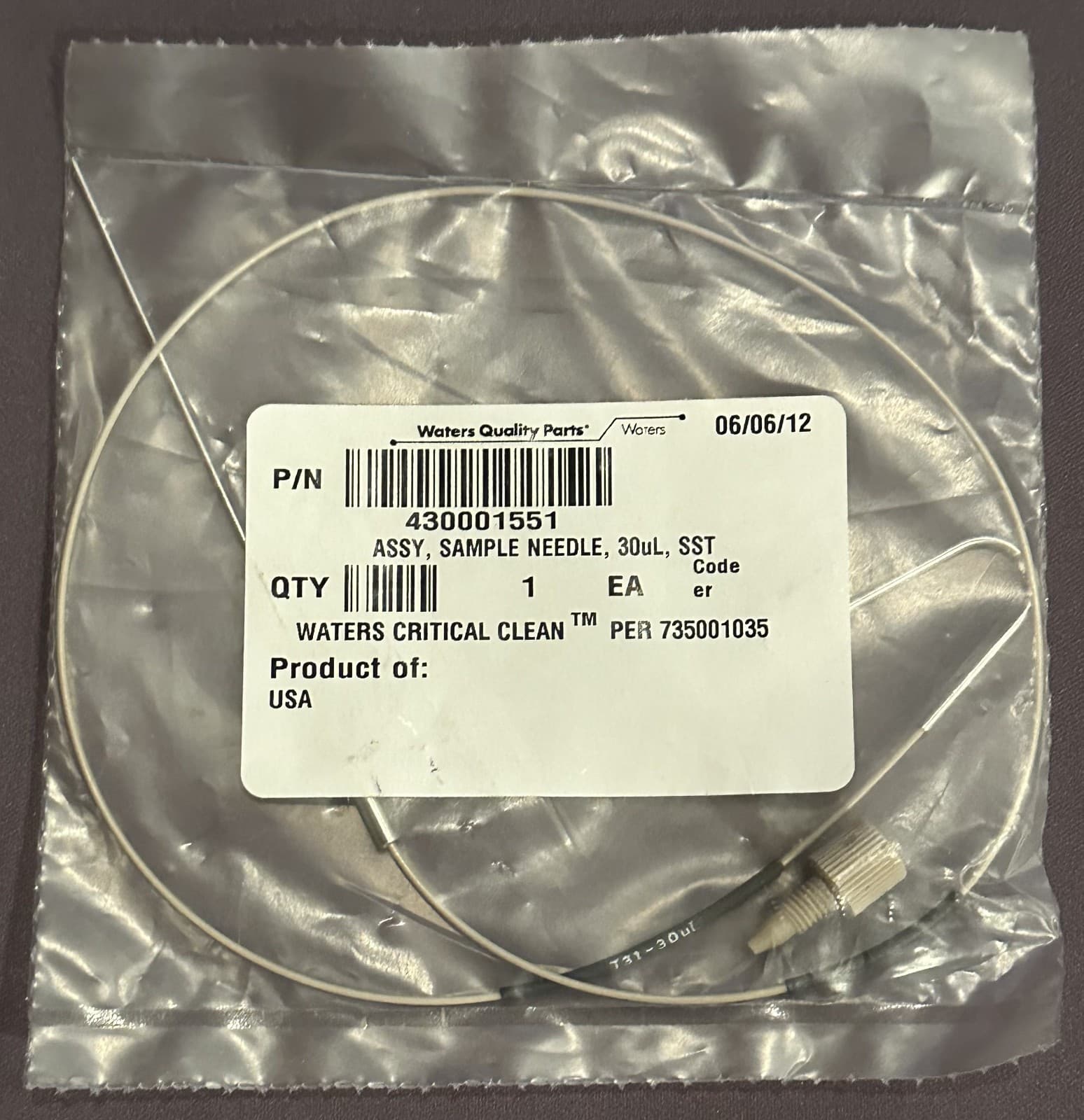 Waters® Critical Clean 430001551 Assy, Sample NL, 30µL, SST - NEW SEALED