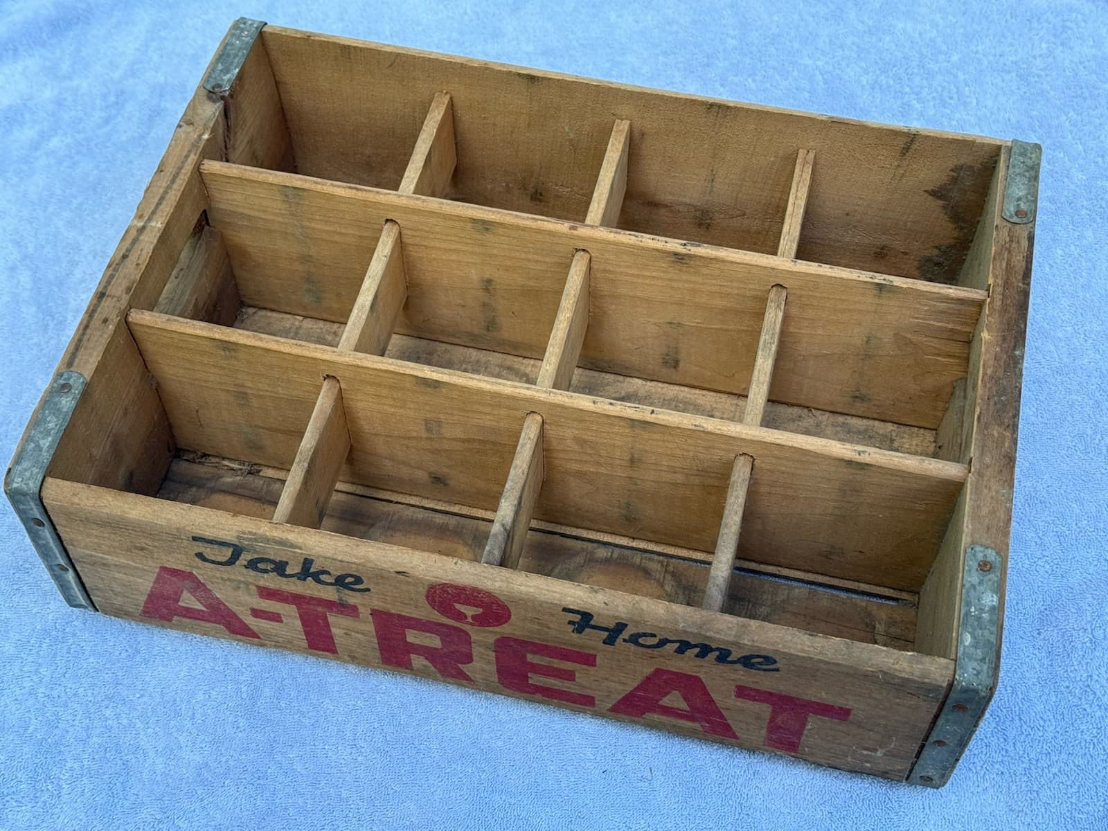 Vintage A -Treat Wooden Bottle Crate Case Allentown PA Soda Pop