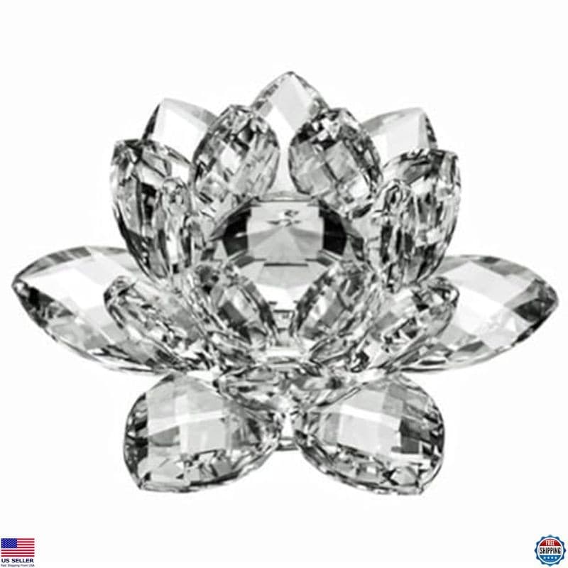 Amlong Crystal 5-Inch Clear Lotus Flower Figurine in Gift Box - Decorative Piece