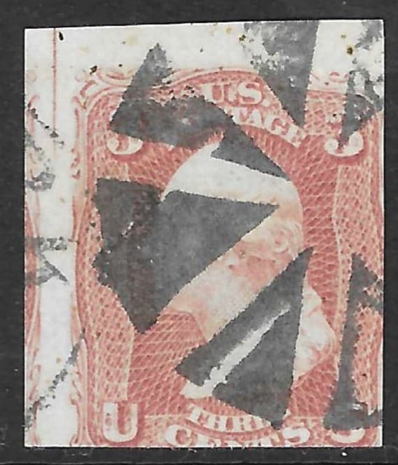 Scott 65P3 three cent Washington used proof on india paper