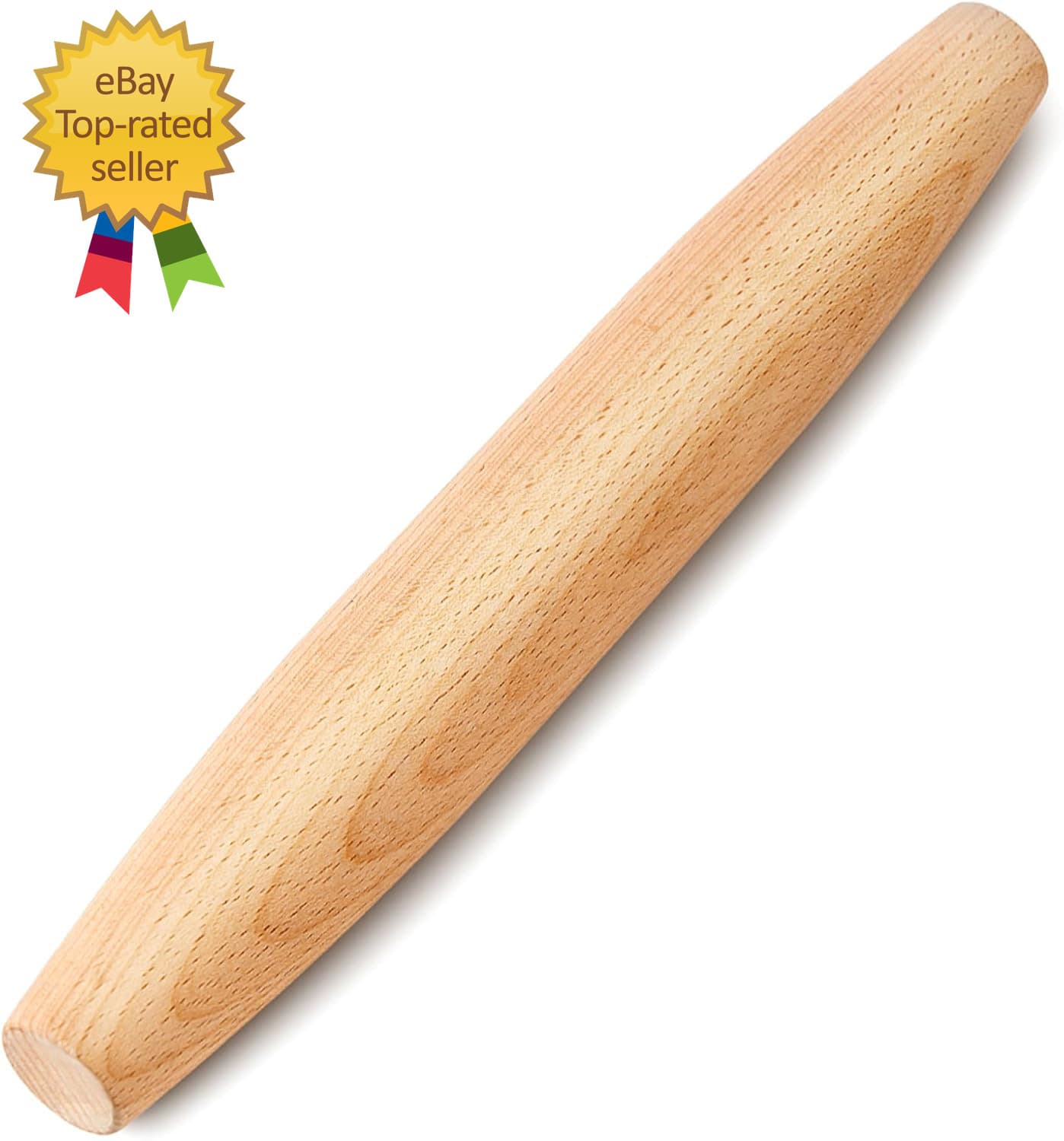 French Rolling Pin for Baking - Tuyotue 7.9 Inches Beech Wood Tapered Rolling Pi